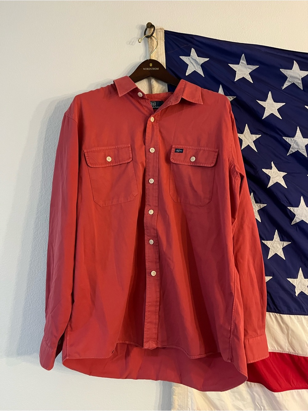 Ralph Lauren Men's Red Long-Sleeve Button-Down Shirt